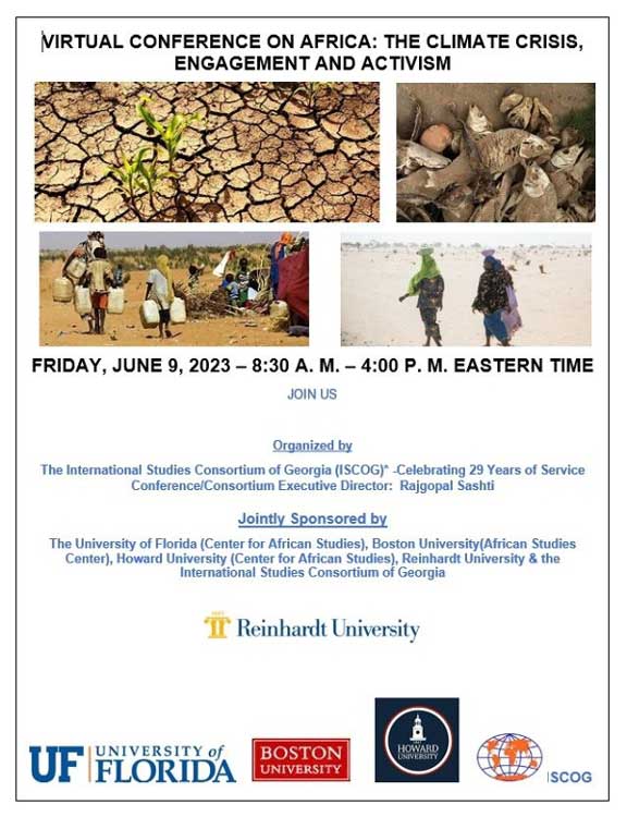 Virtual Conference on Africa: The Climate Crisis, Engagement and Activism flyer.